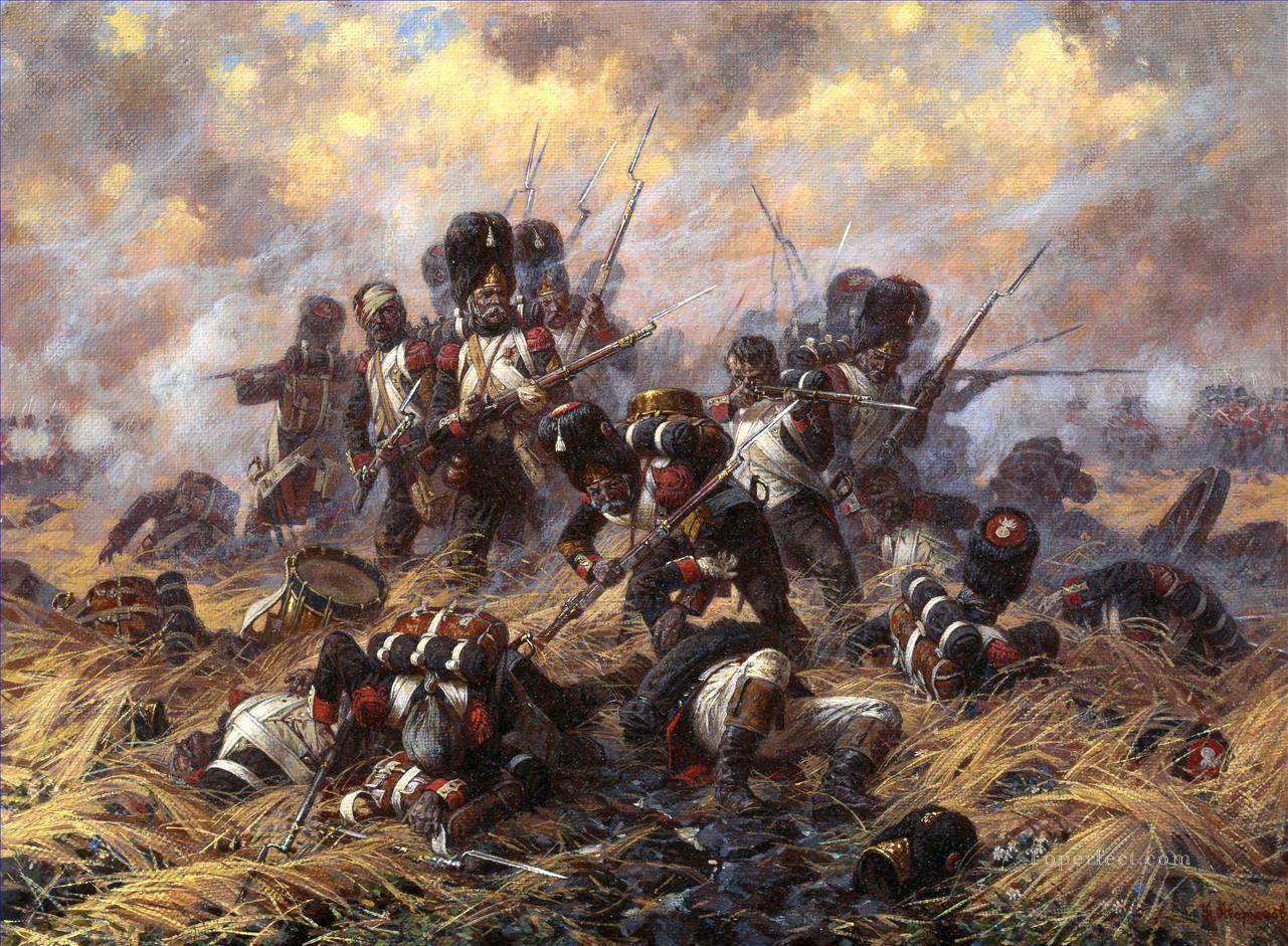 The Old Guard at the battle of Waterloo Yurievich Averyanov Military War Oil Paintings